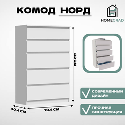 СГ Nord Комод №1 (белый гладкий/белый гладкий) HOMEGRAD