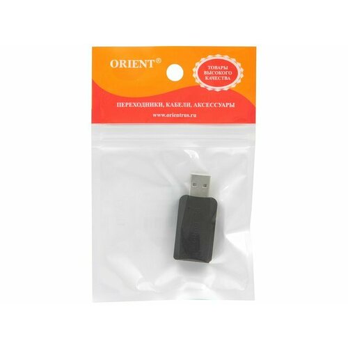 orient адаптер au 01n usb to audio 2 x jack 3 5 mm для подключения гарнитуры к порту usb черный Аудиокарта ORIENT Аудиокарта ORIENT AU-01N, внешн. (USB) (ret)