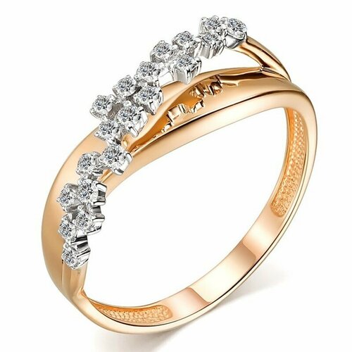 Кольцо АЛЬКОР, красное золото, 585 проба, бриллиант, размер 18 кольцо с 4 бриллиантами из красного золота