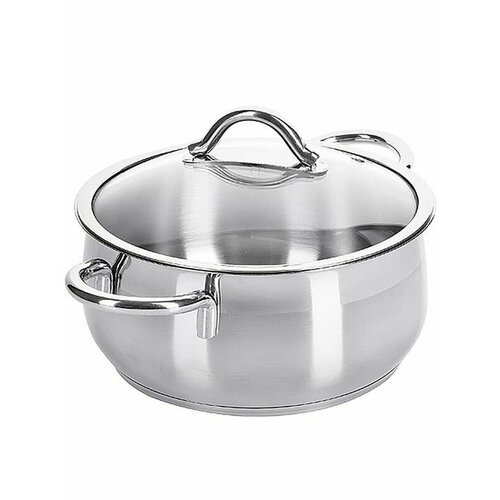 Кастрюля нержавеющая сталь Home Perfect со стеклянной крышкой , 8 л, для всех видов плит, в т. ч. для индукционных