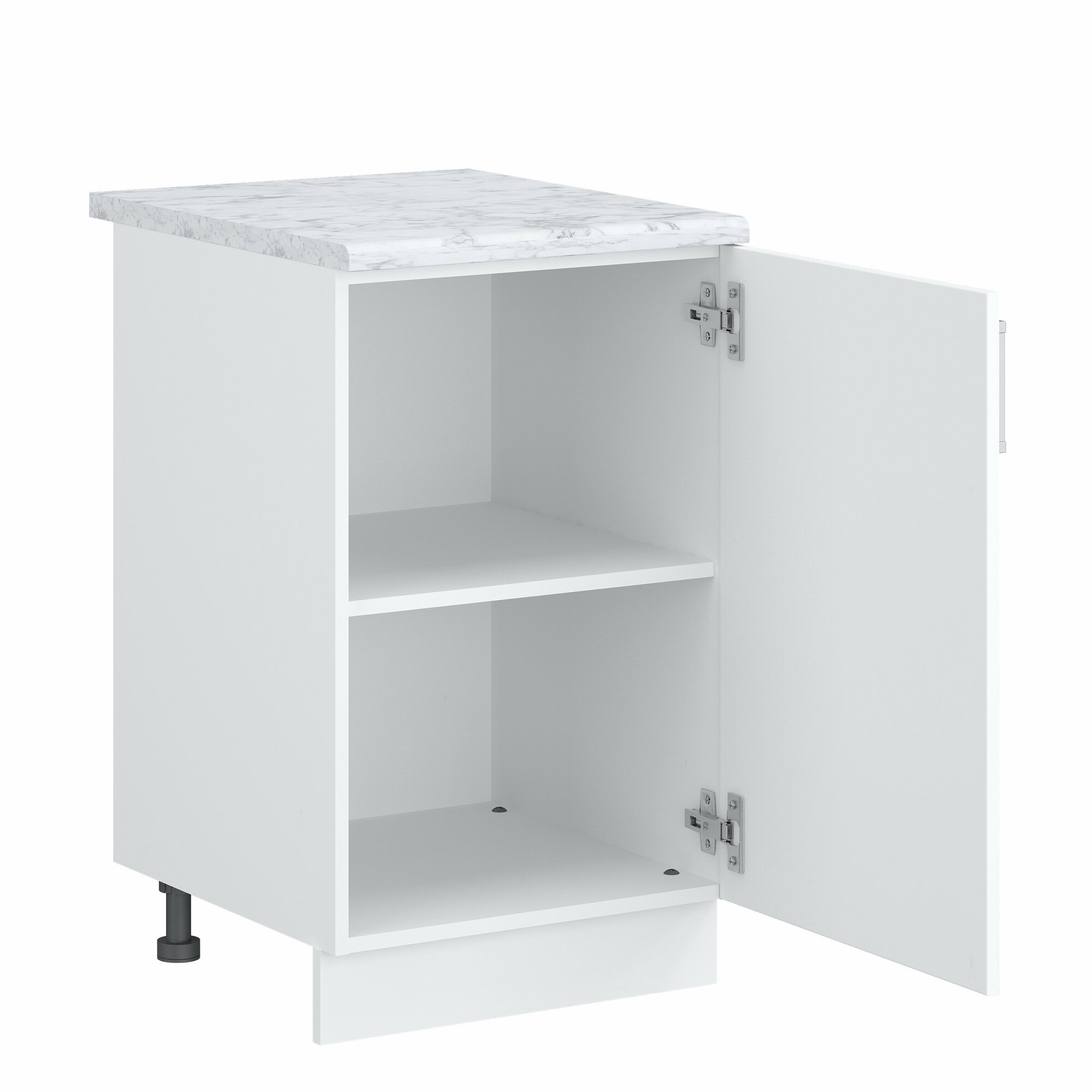 Кухонный модуль №12 со столешницей шкаф нижний напольный ЛДСП 50х60х84.5см белый мрамор - фотография № 3