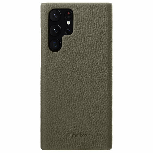 Кожаный чехол накладка Melkco для Samsung Galaxy S22 Ultra - Snap Cover, серый кожаный чехол накладка melkco для samsung galaxy note 20 ultra snap cover темно синий