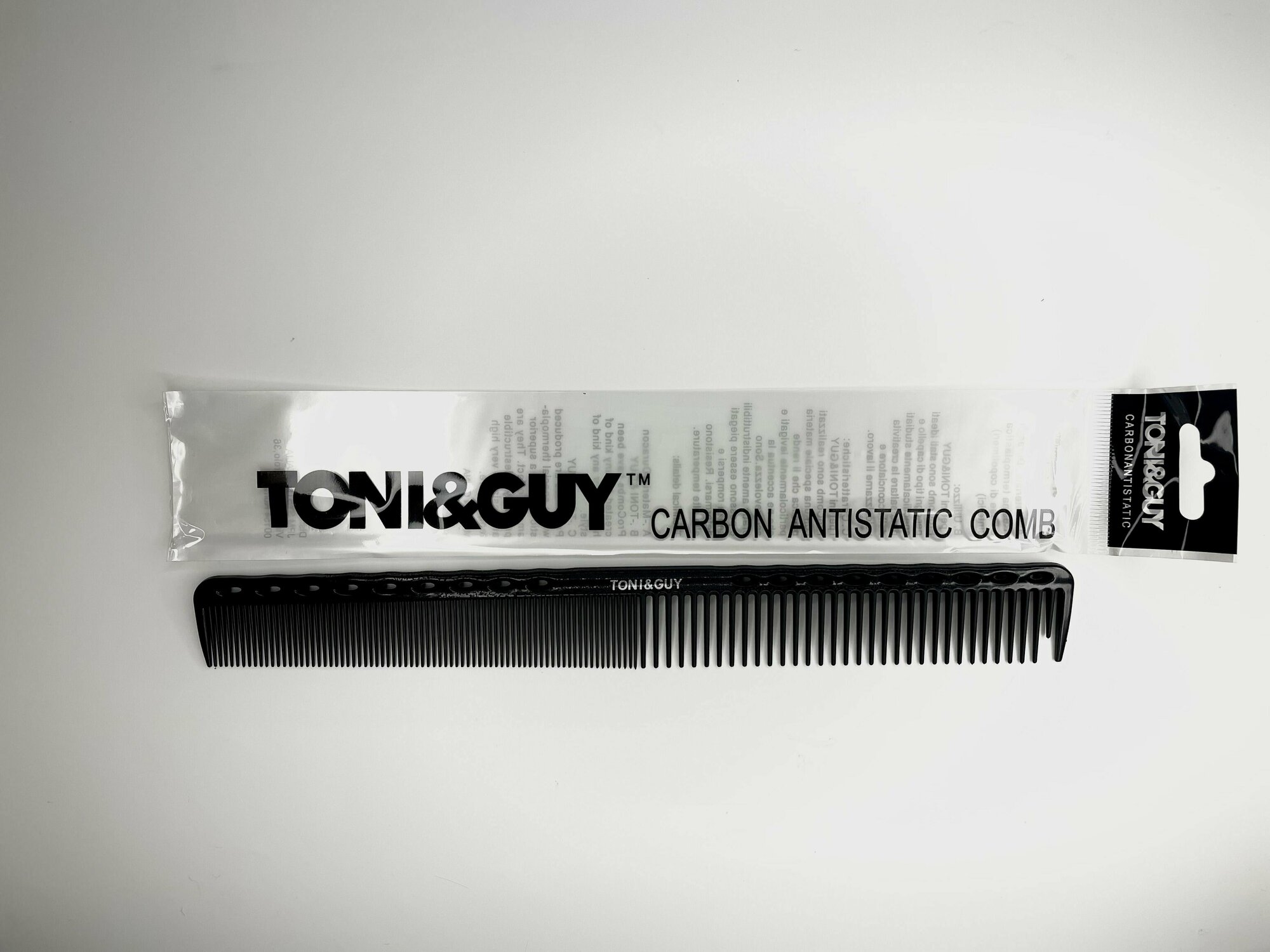 фото Комбинированная рабочая расчёска Toni&Guy carbon antistatic comb 23 см