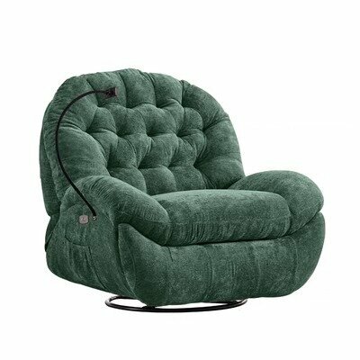 Многофункциональное кресло-качалка, электрическое вращающееся кресло реклайнер для отдыха, одноместный диван (зеленый шенилл, механический реклайнер без качалки и вращения)