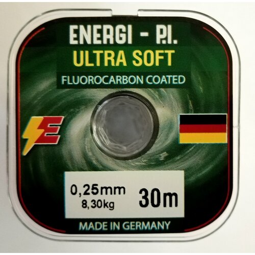 леска energi p i fluorocarbon 100% флюрокарбон 30m 0 17 mm Леска рыболовная, монофильная ULTRA SOFT Fluorocarbon coated, 30 м; 0.25 мм ENERGI-P. I.