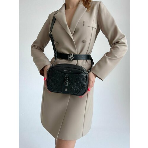 фото Сумка кросс-боди beautiful birds, фактура тиснение, черный