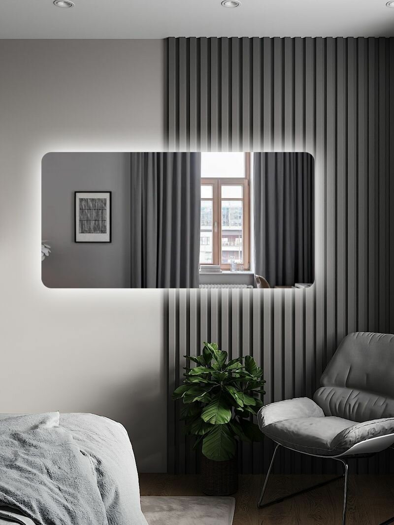 Зеркало для ванной Prisma 600*1800 горизонтальное прямоугольное с нейтральной LED-подсветкой без кнопки