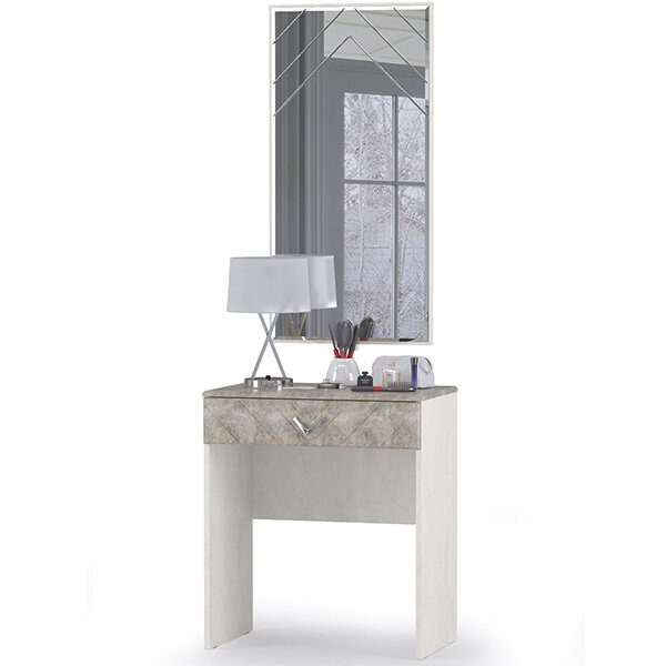 Стол туалетный с зеркалом Амели, цвет шёлковый камень/бетон чикаго беж, ШхГхВ 65х41х185 см. - фотография № 10