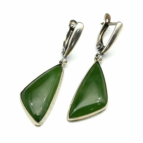 Серьги Радуга Камня, агат, серафинит, зеленый