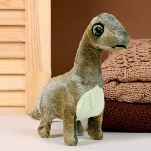 Мягкая музыкальная игрушка «Динозаврик», 20 см, цвет тёмно-зелёный мягкая игрушка корова 20 см темно коричневая