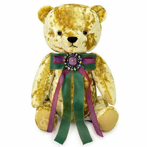 фото Budi basa мягкая игрушка медведь бернарт золотой с фиолетовой брошкой 30 см bag-130