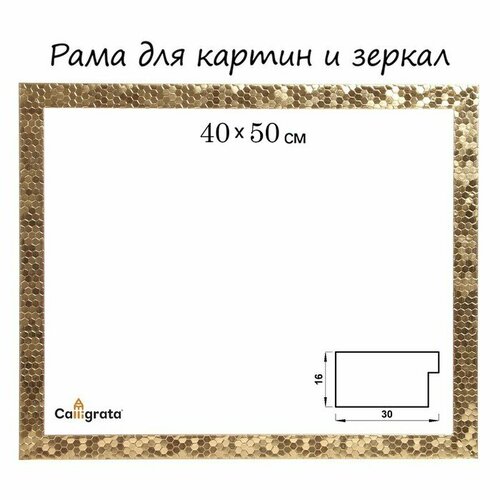 Рама для картин (зеркал) пластик 40 х 50 х 2.7 см, Calligrata 651618, золото