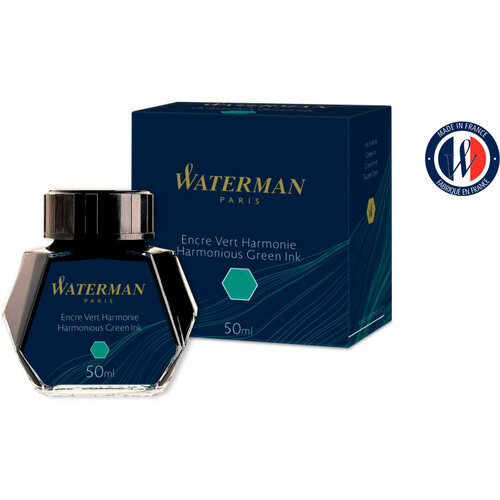 waterman s0110810 флакон с голубыми чернилами южное море south sea blue waterman Флакон с чернилами Waterman (CWS0110770) Harmonious Green чернила 50мл для ручек перьевых