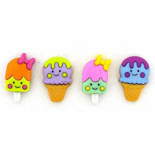 Пуговицы декоративные для рукоделия - Эскимо, из пластика, 1 упаковка