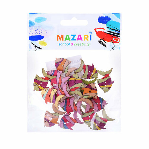 Пуговицы декоративные деревянные FISH ассорти 18 дизайнов ОПП- упаковка 330₽