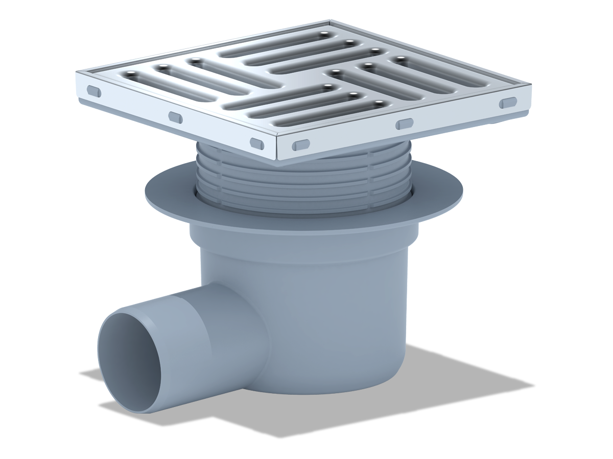 фото Трап 50*150*150 горизонтальный (с нержавеющей решеткой) регулируемый сухой ANI