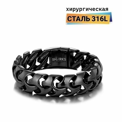 Жесткий браслет Sharks Jewelry, 1 шт., размер 21 см, черный браслет sharks jewelry размер 21 5 см черный