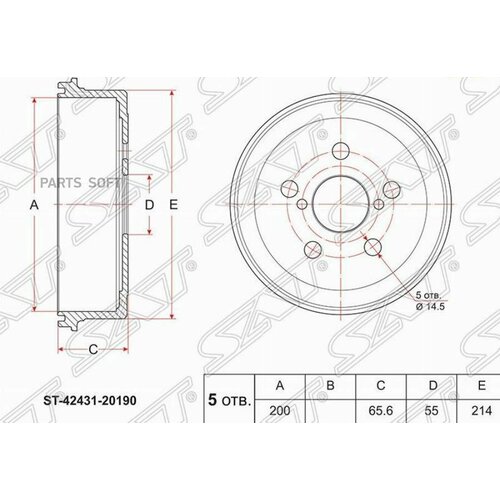 SAT ST4243120190 Барабан тормозной зад TOYOTA CoronaPremio 2WD AT1