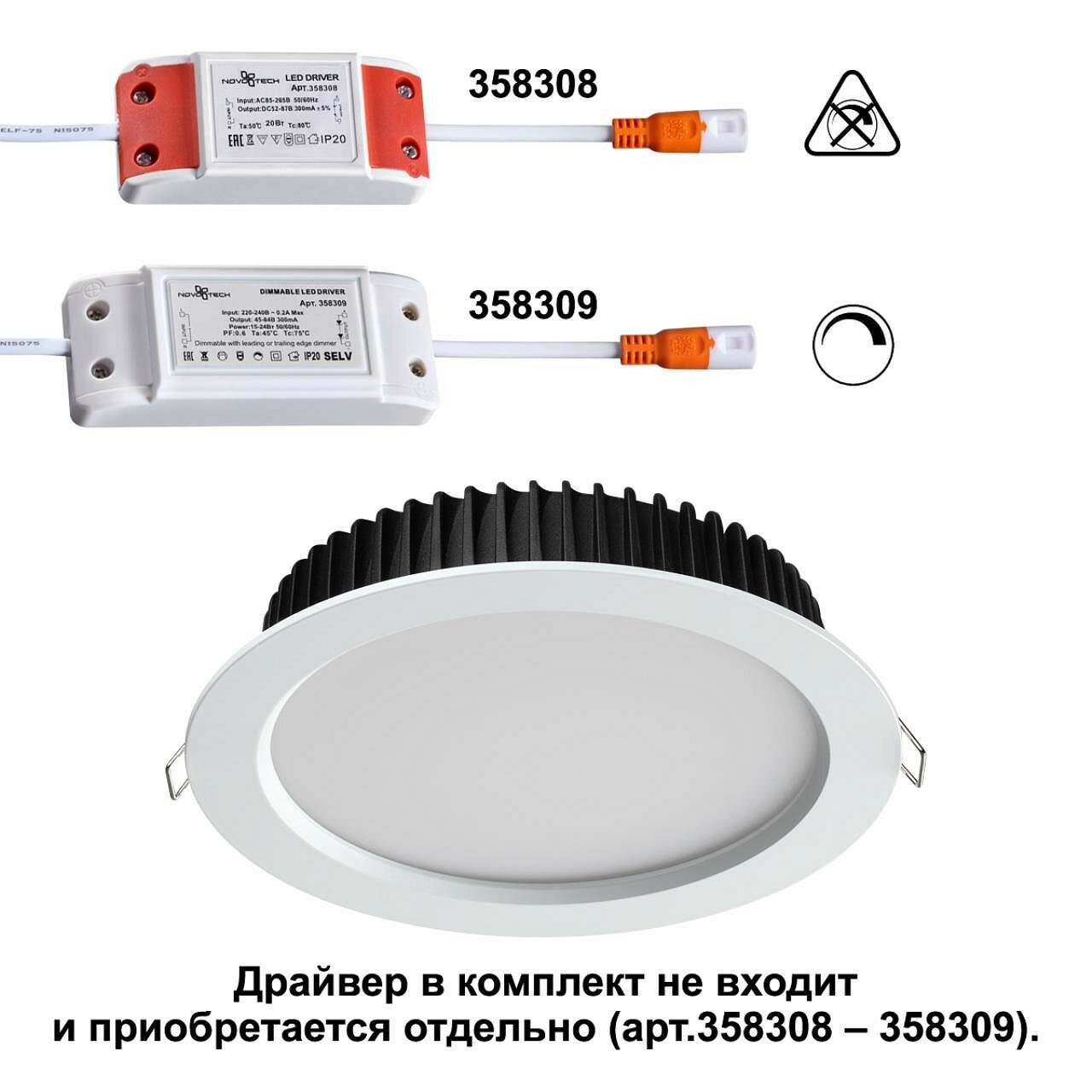 Светильник Novotech Drum 358304, LED, 20 Вт, 3000, теплый белый, цвет арматуры: белый, цвет плафона: белый - фотография № 5