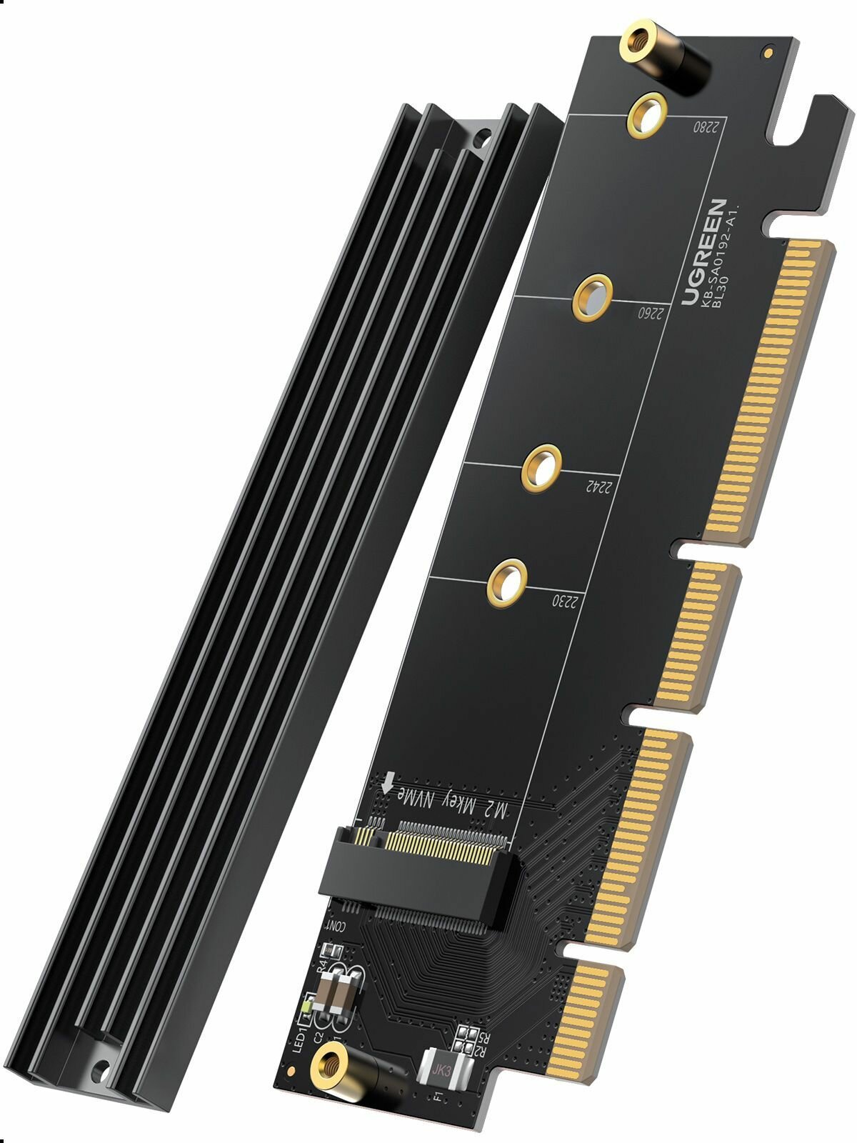 Плата расширения UGREEN CM465 (30715) PCIe 4.0(16×) to M.2 NVMe Expansion Card - Black