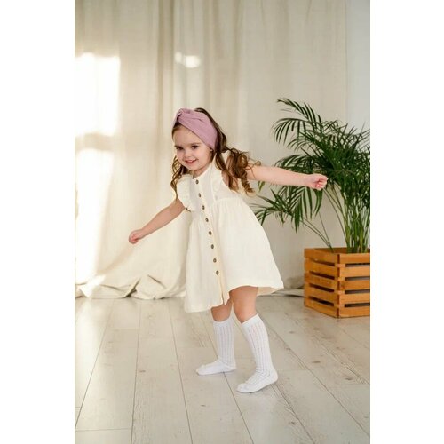 фото Платье муслин, хлопок, размер 116, белый муслиника