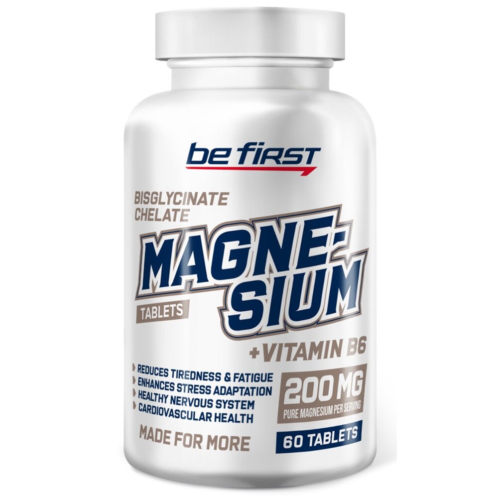 Be First Magnesium Bisglycinate Chelate + Vitamin B6, 60 таблеток