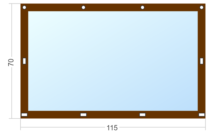 Мягкое окно Софтокна 115х70 см, Прозрачная пленка 0,7мм, Скоба-ремешок, Коричневая окантовка, Комплект для установки - фотография № 3