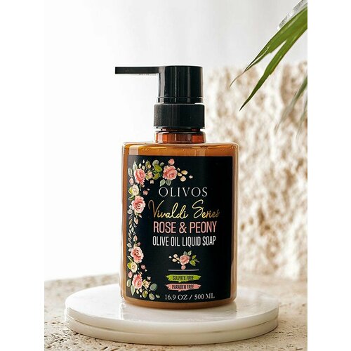 Жидкое мыло для рук и лица, с эффектом увлажнения, Vivaldi Rose and Peony Olive Oil Liquid Soap,500 мл.