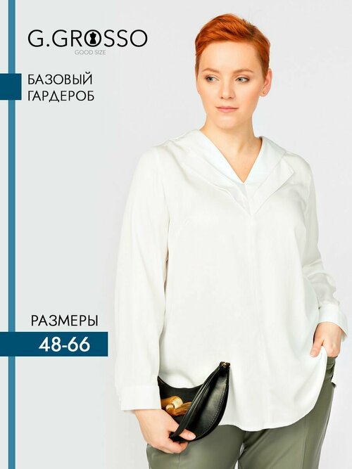 Блуза , нарядный стиль, размер 64/66, белый