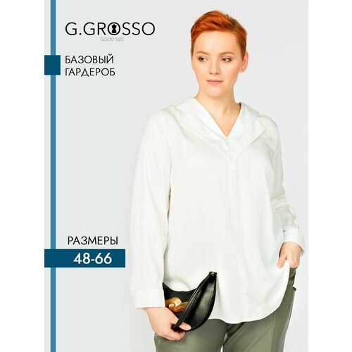 Блуза , нарядный стиль, размер 48/50, белый