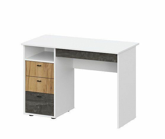 фото Модульная система "Анри" Стол письменный Белый Текстурный/Дуб Золотой/Железный Камень