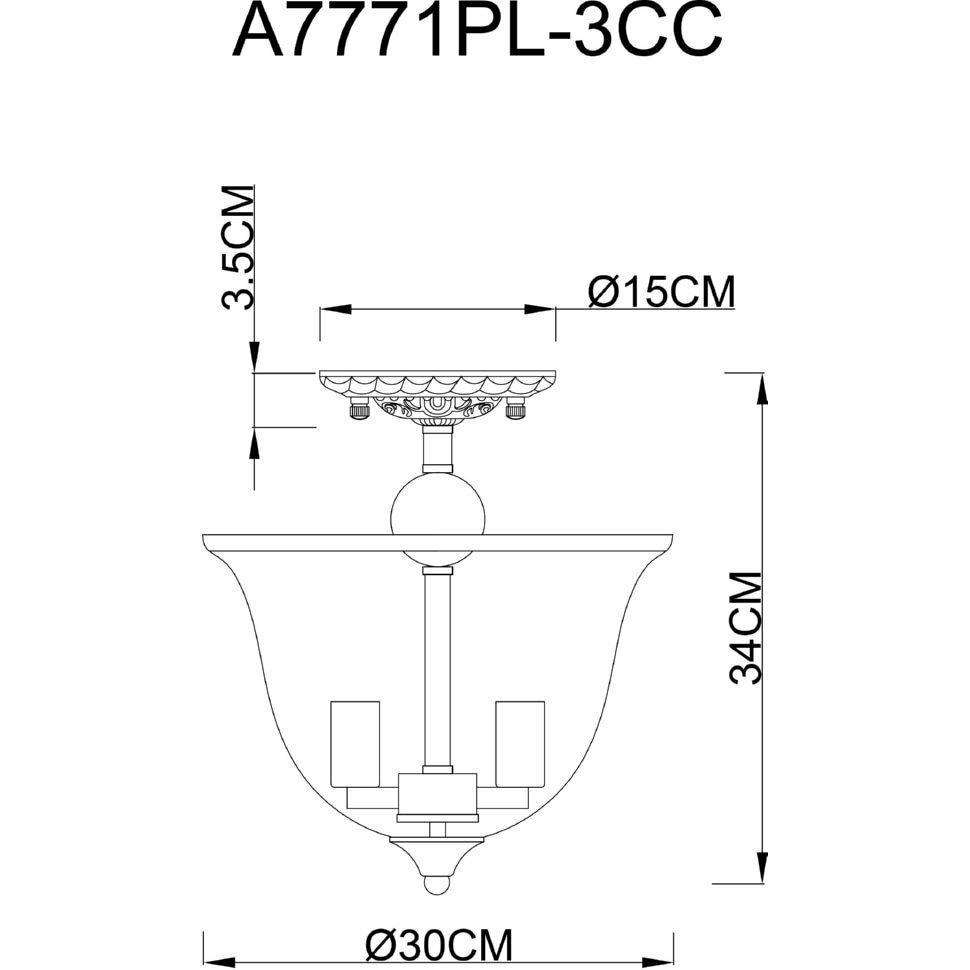 Люстра Arte Lamp BELL A7771PL-3CC - фото №13