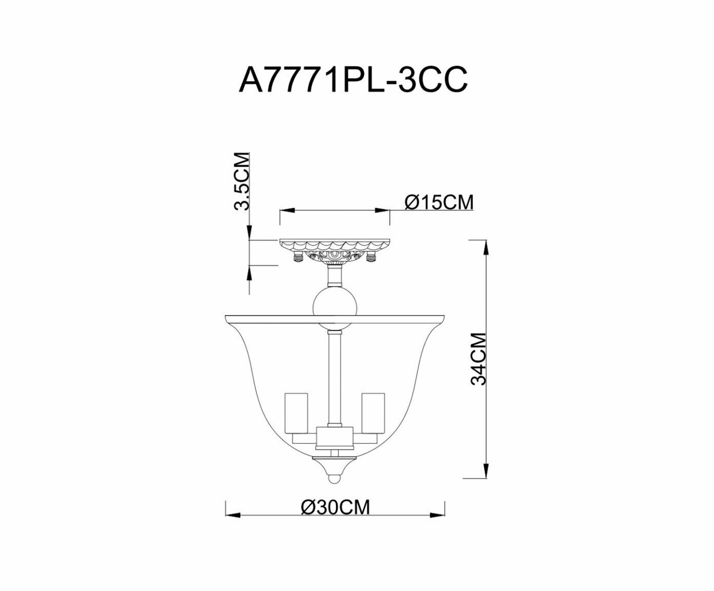 Люстра Arte Lamp BELL A7771PL-3CC - фото №10