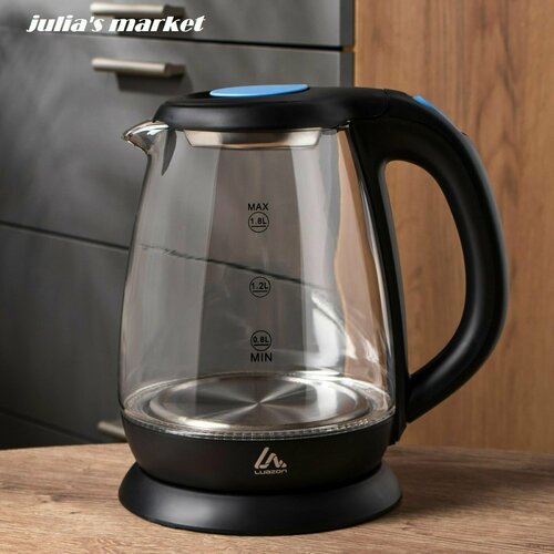 Чайник электрический стекло 18 л 1500 Вт подсветка черный 190000₽