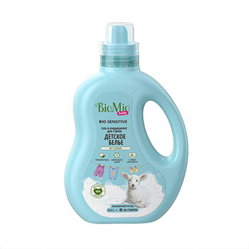 фото Гель-кондиционер для стирки BioMio baby Bio-laundary gel sensitive экологичный концентрированный для детского белья без запаха 900мл, Россия