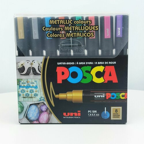 Набор маркеров POSCA PC-5M 8 металлических цветов, толщина 1.8-2.5 мм