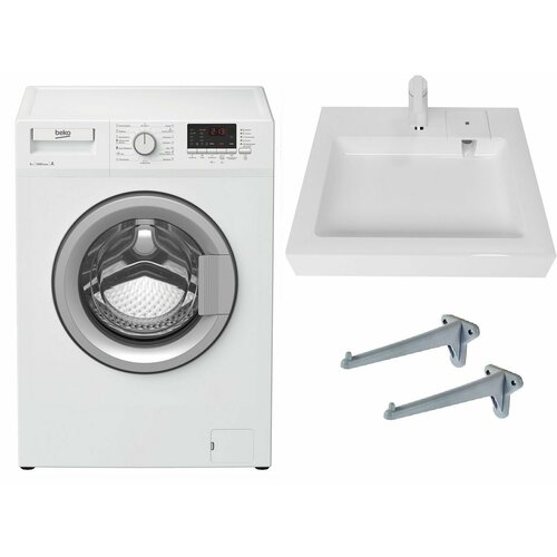 Стиральная машина под раковину Beko WRS 55P2 BSW с раковиной Стандарт 50 над стиральной машиной 3555000₽