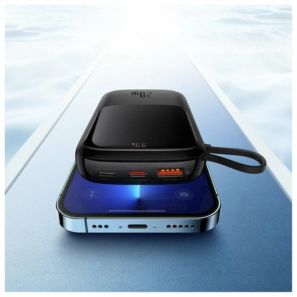 Внешний аккумулятор повербанк Baseus Qpow Pro Power Bank 10000mAh 20W iP Black cable Type-C 3A 0.3m PPQD020001 — фото 17