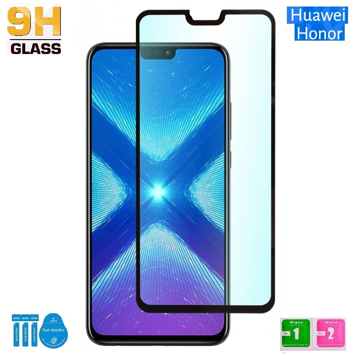 Защитное стекло для Honor 9X Lite / для Хонор 9X Лайт , черная рамка.