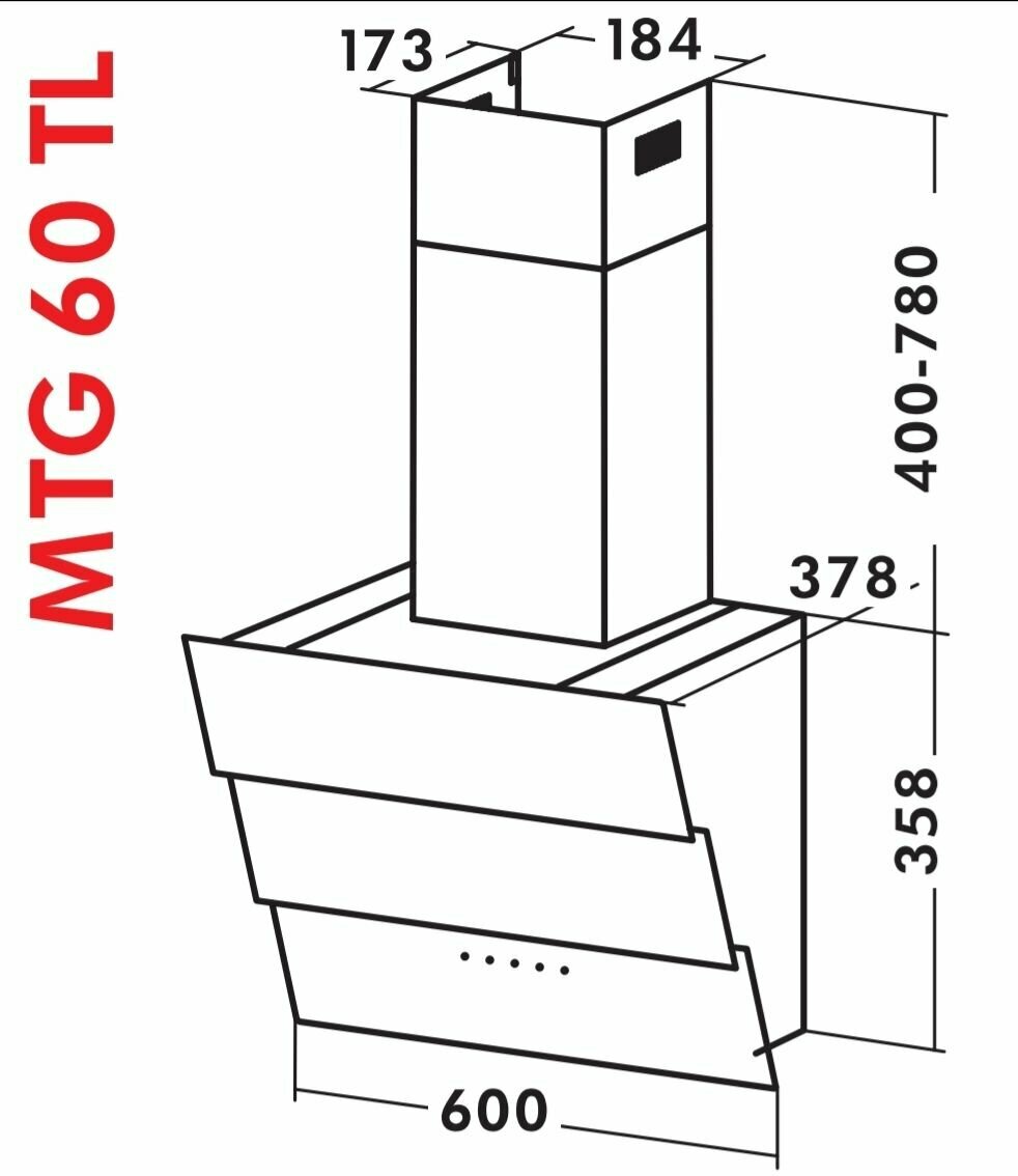 Кухонная вытяжка MACBI MTG 60 TL 950 м3/ч Белое стекло 3 каскад - фотография № 3