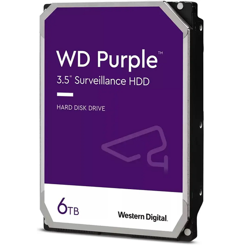 Жесткий диск Western Digital HDD SATA 6Tb Purple WD64PURZ, IntelliPower, 256MB buffer (DV-Digital Video), 1 year (WD64PURZ) western digital жесткий диск 1tb wd purple wd11purz
