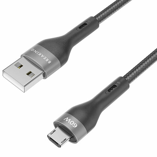 Кабель Breaking Tissue USB - Micro USB, 3 A, 1,2 метр (Чёрный) кабель hoco usb micro usb экстра прочность нейлоновая оплётка 1 2 метра 6 мм толщина 2 4a зарядка и передача данных синий