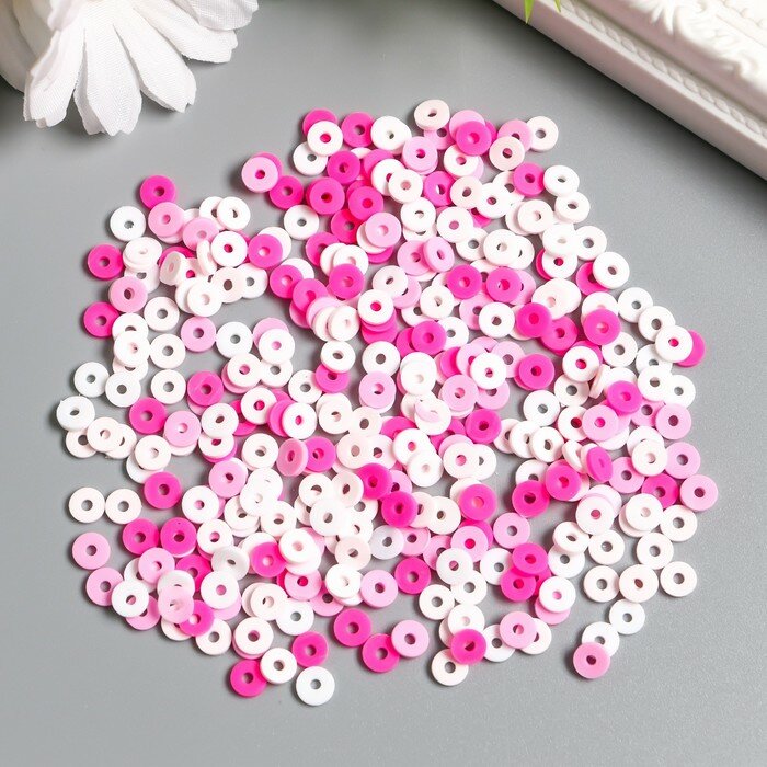 Бусины для творчества PVC "Колечки розовые" набор ≈ 330 шт 0,1х0,6х0,6 см