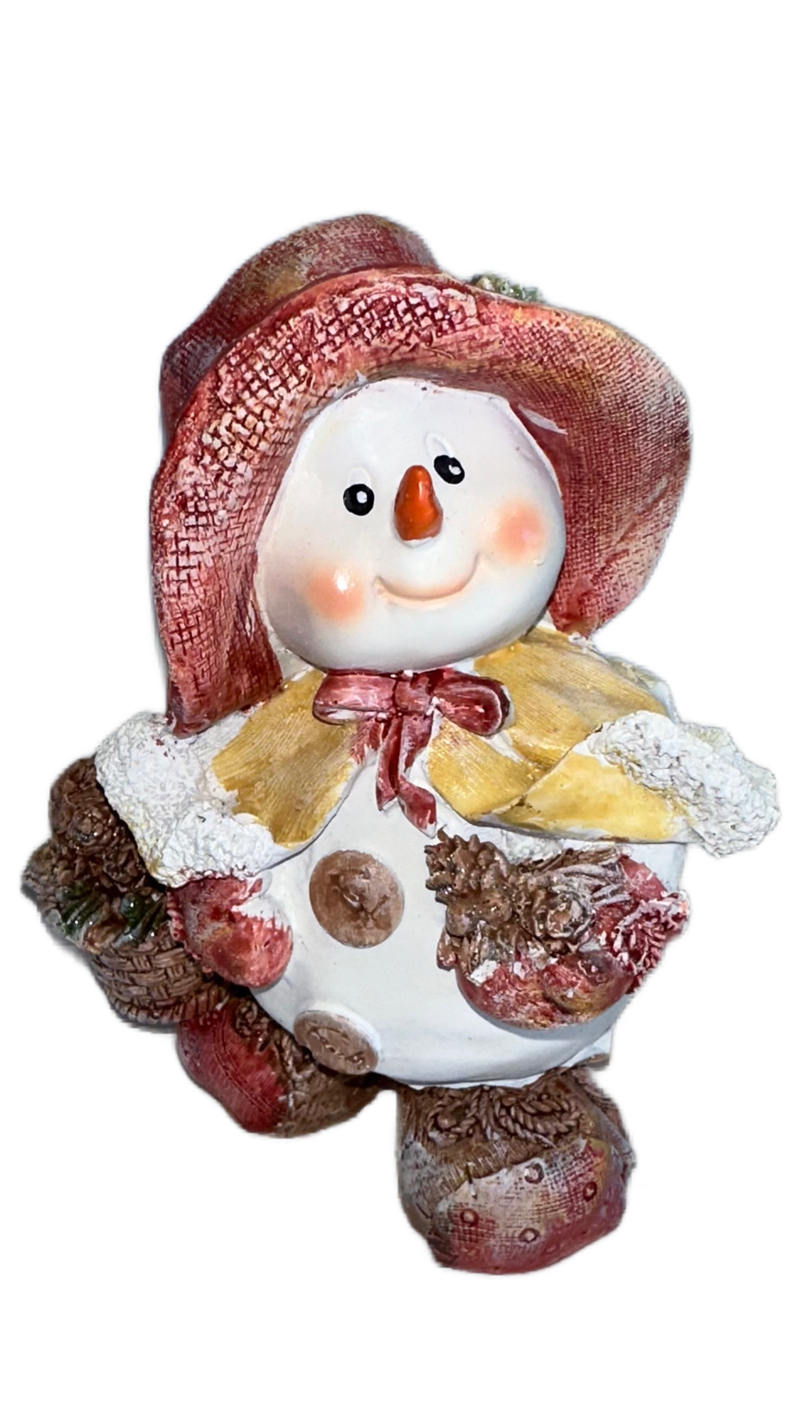 фото Фигурка "Снеговик с корзинкой", полистоун