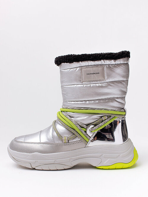 Полусапоги  CALVIN KLEIN CHUNKY LACEUP SNEAKERBOOT YW0YW00471, размер 37, серебряный