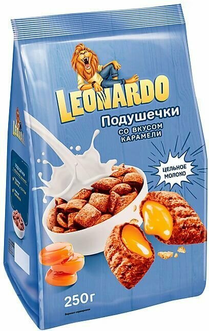 "Leonardo", готовый завтрак "Подушечки со вкусом карамели и банана" 4 шт по 250 гр - фотография № 3