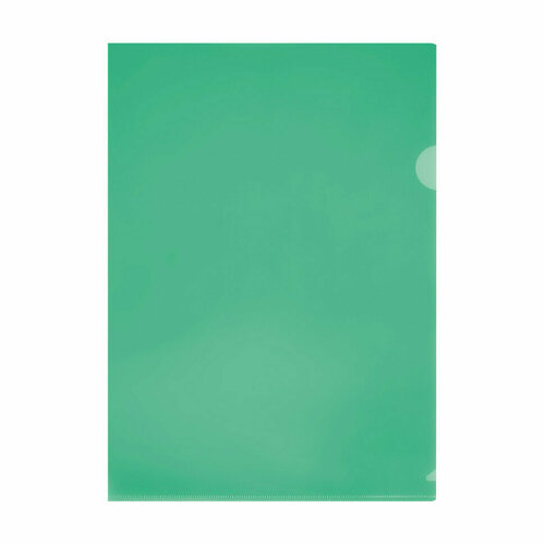 Папка-уголок СТАММ А4, 150мкм, пластик, прозрачная, зеленая, 60 штук, 343197