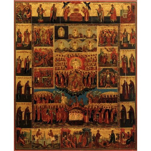 Икона Шесть дней Творения (Шестоднев) деревянная икона ручной работы на левкасе 33 см