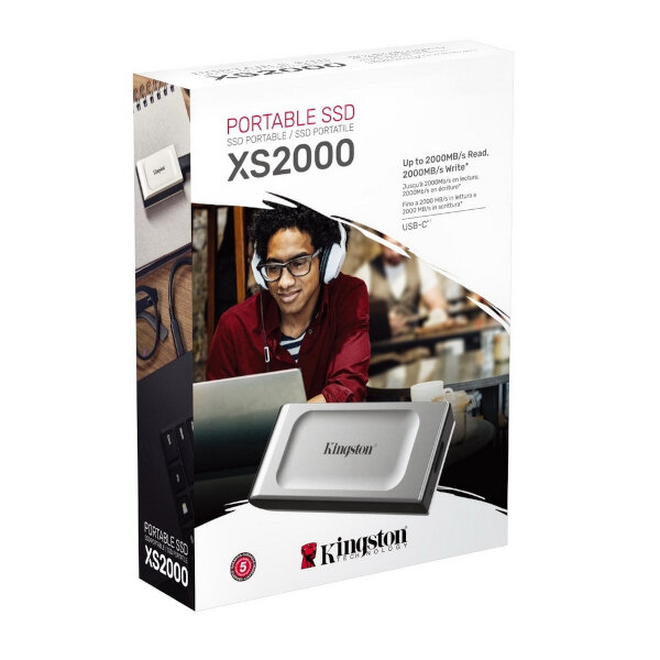 Накопитель внешний SSD 1 Тб Kingston XS2000 (SXS2000/1000G) USB 32 серебристый