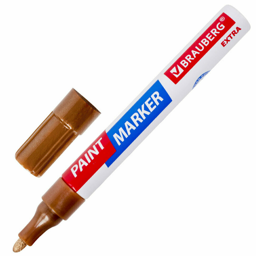 Маркер-краска лаковый EXTRA (paint marker) 4 мм медный усиленная нитро-основа BRAUBERG 151988 151988